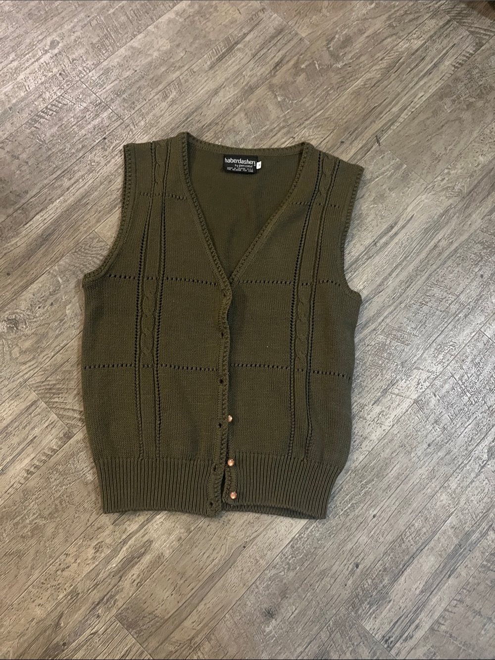Persona Olive Green Knit Cardigan Vest - Men's